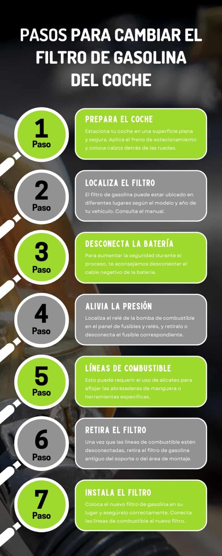 como cambiar el filtro de nafta de tu auto paso a paso