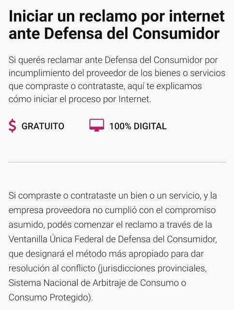 como puedo hacer un reclamo en defensa al consumidor moreno