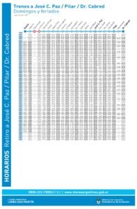 cuales son los horarios del tren san martin entre pilar y retiro