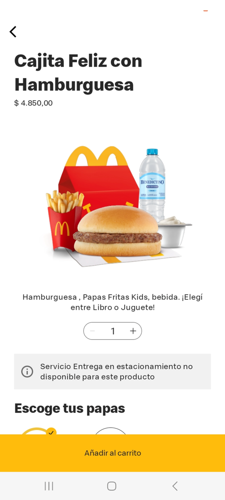 cuanto cuesta la cajita feliz y que incluye en argentina