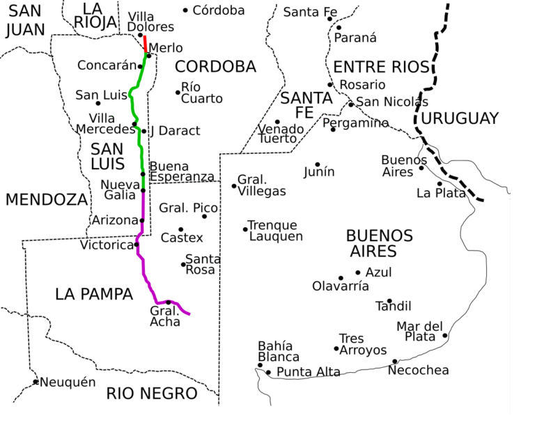 Cuántos kilómetros hay desde Buenos Aires hasta Merlo San Luis